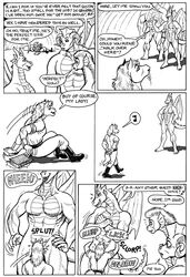 2020 anthro bessy black_and_white clothed clothing comic cunnilingus dragon english_text equid equine female genitals gustav_(here_there_be_dragons) here_there_be_dragons horse karno male mammal monochrome olga oral pussy sex speech_bubble straight text vaginal_penetration zashy