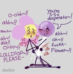 2girls battle_for_bfb battle_for_bfdi battle_for_dream_island bfb bfdi blush blush_lines blushing cum female flower_(bfdi) jacknjellify lesbian_sex lollipop_(bfdi) moaning_in_pleasure object_show object_show_community object_shows osc pussy scissoring speech_bubble text text_bubble thrusting_into_pussy