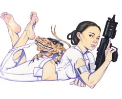 alpha_channel animal armband attack_of_the_clones barefoot blaster clothed creature edit feet firearm for_sticker_use gun holding_gun holding_object lipstick lying natalie_portman nexu no_background on_person on_stomach padme_amidala pink_lipstick pinup png png_conversion png_file pose posing rifle ripped_clothing scott_blair simple_background soles star_wars sticker sticker_template stickers tearing tearing_clothes tearing_clothing tearing_up toe_ring toes torn_clothes torn_clothing transparent_background transparent_png white_background