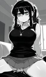 1boy 1girl ai_generated andrew_graves big_breasts black_hair black_sweater breasts collared_shirt couch cum cum_in_pussy cum_inside disappointed disappointed_look eye_bags female green_eyes hetero incest indoors living_room male male_on_female monochrome mother mother_and_son necklace no_panties penis pixai pleated_skirt ponytail pussy renee_graves riding riding_penis self_upload sidelocks skirt son superdomfuta sweater sweater_vest the_coffin_of_andrew_and_renee the_coffin_of_andy_and_leyley thick_thighs unzipped_pants vaginal_penetration vaginal_sex window