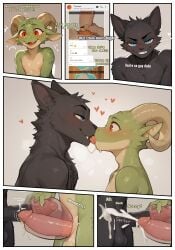 ai_assisted ai_generated anthro big_penis blush bodily_fluids chinese_cock_trap comic comic_page cum cum_splatter dialogue domestic_cat duo ejaculation felid feline felis flustered french_kissing frottage genital_fluids genitals heart hi_res humping jack_the_kobold kissing kobold male male/male mammal motion_lines nonimousmate penetrable_sex_toy penis penis_awe seductive sex sex_toy sharing sharing_penetrable_sex_toy sharing_sex_toy surprise thrusting tom_the_cat