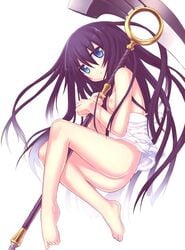 ar_tonelico ar_tonelico_iii ass barefoot black_hair blue_eyes bottomless breasts clothing feet gust hirasato legs long_hair nipples no_panties pixiv_manga_sample small_breasts soma weapon