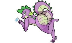 big_butt femboy flag girly hasbro leg_up lidded_eyes looking_at_viewer looking_back male my_little_pony my_little_pony_friendship_is_magic presenting_hindquarters smile solo solo_male spike_(mlp) spyke_(saurian) tail_raised unknown_artist wide_hips