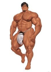 2025 abs balls bara biceps big_muscles big_pecs big_penis black_hair bodybuilder bulge censored highres huge_balls huge_bulge huge_cock kuromine_hiraya male male_only muscles muscular muscular_male muscular_thighs pecs penis solo solo_male tan_skin thick_thighs veiny_muscles yaoi yuatari