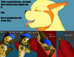 affront_to_nature anthro arcanine cock_vore color comic dialogue english_text fur furry furry_only generation_1_pokemon inside_penis male male_only multiple_males nintendo no_humans nude pokemon pokemon_(species) taur text vore yaoi