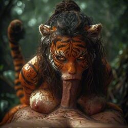 ai ai-created ai_assisted ai_generated blowjob fantasy fantasy_world fantasyanim female human human_male jungle male penis riding riding_cock riding_penis tagme tiger tiger_ears tiger_girl tiger_nose tiger_stripes tiger_tail video