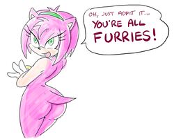 amy_rose anthro ass color female female_only green_eyes hedgehog nude p.chronos pink_fur solo sonic_(series) tail