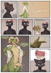 after_orgasm ai_assisted ai_generated annoyed anthro big_penis bodily_fluids clothing comic comic_page cum domestic_cat duo ejaculation felid feline felis foreskin genital_fluids genitals half-erect hi_res jack_the_kobold kobold male male/male mammal nonimousmate penetrable_sex_toy penis presenting presenting_penis sex_toy surprise tom_the_cat uncircumcised undressing