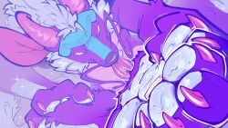 absurd_res ambiguous_gender anthro blue_pawpads bodily_fluids digital_media_(artwork) dizzymilky dragon eastern_dragon feet foot_fetish foot_focus hi_res mythological_creature mythological_scalie mythology pawpads paws purple_body saliva saliva_on_foot saliva_string scalie solo