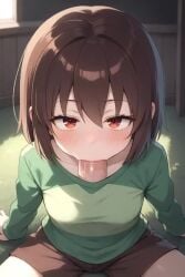 ai_generated blowjob chara chara_(undertale) deepthroat eye_contact fellatio female huge_cock male male/female no_sound oral oral_sex penis pov pov_male sucking sucking_penis tagme undertale video