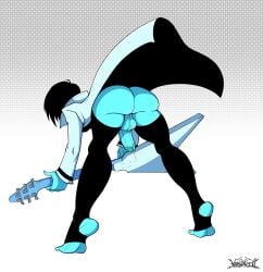 blue_body blue_skin deltarune femboy guitar jacket kris_(deltarune) krowkwill male male_only nonbinary_(lore) penis precum precum_drip precum_string presenting presenting_ass presenting_hindquarters rocker stirrup_legwear stirrup_stockings stirrups undertale_(series)