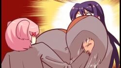 2girls bouncing_breasts breasts female huge_breasts hyper_breasts natsuki_(doki_doki_literature_club) punching_breasts schnauzercito sound sound_effects swell_reads tagme video yuri_(doki_doki_literature_club)