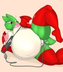 air_inflation anthro areola bandai_namco belly belly_expansion belly_inflation bicycle_pump big_belly big_breasts big_nipples breast_expansion breasts clothing dig_dug digital_media_(artwork) dragon dragonfron expansion female fygar fyra genitals hi_res hose hose_in_butt hose_inflation huge_belly huge_breasts huge_nipples inflation leaking_air legwear mythological_creature mythological_scalie mythology nipples penetration puffy_areola puffy_nipples pump pussy reptile scalie simple_background solo stockings tail thick_thighs vulva wings