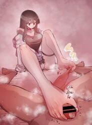 1boy 1girls balls balls_stretching ballsack barefeet barefoot bed bernin big_breasts black_hair black_hair_female black_skirt breasts censored censored_penis choker cleavage clothed_female clothed_female_nude_male cock color colored consensual dark_hair dark_hair_female dick dominant dominant_female emotionless emotionless_female exposed_shoulder expressionless faceless_male feet female femdom flexible_toes footjob gyokusai_(bernin) jewelry knees large_breasts leaking_precum legband long_hair long_hair_female looking_at_balls male male/female malesub miniskirt naked necklace nude_male original original_character pale-skinned_female pale_skin panties panties_visible_under_skirt partial_male penis penis_tip playing_with_balls precum shoulders sitting sitting_on_bed skirt soles submissive submissive_male toe_curl toenails toes underwear