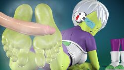 1boy 1boy1girl 1girls 3d barefeet barefoot boots boots_removed cheelai clothed disembodied_penis dragon_ball dragon_ball_super dragon_ball_super_broly edit feet feet_on_penis foot_fetish foot_focus footjob footwear green_skin green_skinned_female kombatkatto legs_up musk painted_nails painted_toenails penis presenting_feet scouter sfm shiny_skin smell smelly_feet smile soles source_filmmaker source_filmmaker_(artwork) spandex steam sweat sweaty sweaty_feet tinted_eyewear toes white_hair white_nails