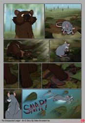 ass bitterstrawberries comic eating eating_food echo_(bitterstrawberries) feral fisher_(animal) forest gulonine hi_res hunting leaves_on_ground mammal mouse mouse_tail murid murine mustelid musteline plant rodent shaking_butt tongue tongue_out tree