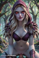 1boy 1boy1girl 1girls ai_generated armor artist_name blonde_hair bottomless bra breasts cleavage colored_skin cowgirl_position elf facial_mark female forest hi_res hood hood_up long_hair looking_at_viewer male medium_breasts nature navel outdoors patreon_username pauldrons penis pointy_ears pov progenarts purple_bra pussy red_eyes runny_makeup sex shoulder_armor solo_focus spread_legs straddling straight sylvanas_windrunner uncensored undead underwear vaginal_penetration vaginal_sex warcraft water web_address world_of_warcraft