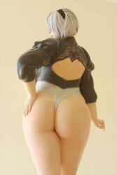1girls 3d ass big_ass breasts chubby clothing female female_only hairband huge_ass nier nier:_automata rear_view solo solo_female standing thick_thighs white_background white_hair wisecatmiracle yorha_2b