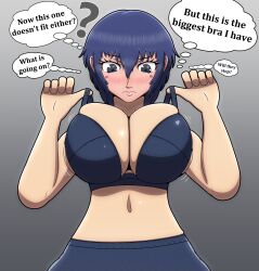 atlus blue_eyes blue_hair blush breasts female justdrawingjake persona persona_4 shirogane_naoto solo tagme