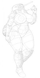 1girls anthro big_breasts cannon female female_only lady_rivets line_art living_machine living_tank lt_vz.38 monochrome ndragon3 nipples original pzkpfw pzkpfw_38(t) sketch solo tankmorph thick_thighs voluptuous wide_hips