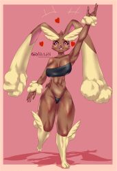 1girls anthro bunny drawing female furry furry_only lagomorph lopunny luvdotta_(nihilishn) nihilishn pink_eyes pokemon pokemon_(species) swimsuit thick_ass thick_thighs