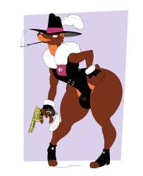 2022 a-side anthro ass big_ass boa_(clothing) brown_body brown_fur bulge cigarette cigarette_holder cigarette_smoke claws clothing disney feathers femboy fingerless_gloves footwear fur gem genital_outline girly gloves gun hand_on_hip handgun handwear hat headgear headwear hi_res holding_object holding_weapon huge_ass leaning leaning_forward least_weasel male mammal mustela mustelid musteline penis_outline pose ranged_weapon revolver rubber rubber_clothing rubber_suit shoes short_tail simple_background smarty_weasel thick_thighs toeless_footwear toeless_shoes toon_patrol true_musteline weapon who_framed_roger_rabbit wide_hips