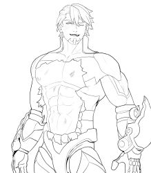 black_and_white bolloxxxz kotetsu_t._kaburagi male male_only muscles muscular muscular_male ripped_clothing sketch tiger_and_bunny uncolored