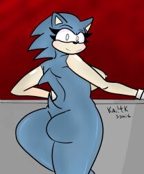 anthro ass blue_skin blush chara_wantrp ear eyelashes furry gloves hedgehog kai_tk_(yo!army) mobian_(species) nipple red_sky rule_63 sega smile sonic.exe sonic_(series) sonic_the_hedgehog sonic_the_hedgehog_(series) spines tail white_eyes