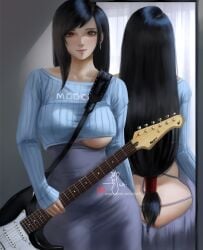 breasts final_fantasy final_fantasy_vii front_and_back fully_clothed guitar tifa_lockhart weisart