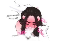 black_hair blush deep_blowjob deep_throat eyes_closed fellatio female gag gagging hair_grab hand_on_head male nada_(nadacheruu) nadacheruulewd oral oral_sex penis petite pov tagme teenager throat_fuck