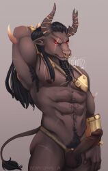 armor armpits arms_up ball_tuft big_penis dead_by_daylight furry hairy hairy_armpits male_only minotaur oni teratophallia teratophilia the_oni_(dbd)