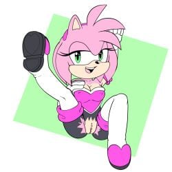 1:1 amy_rose amy_the_bat anthro bodysuit boots breasts cleavage clothed clothing cosplay crotchless erect_nipples eulipotyphlan female footwear fours_(artist) fur furry furry_only genitals hand_on_breast hedgehog hi_res looking_at_viewer mammal nipple_outline open_mouth open_smile pubic_hair pussy rouge_the_bat rouge_the_bat_(cosplay) sega simple_background sitting skinsuit smile solo sonic_(series) sonic_the_hedgehog_(series) spread_legs spreading thighhigh_boots tight_clothing torn_clothes torn_clothing wardrobe_malfunction