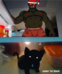 artist_request bara boxers dark-skinned_male darklaus_(jtoh) demon feline juke's_towers_of_hell meme muscular muscular_male roblox roblox_game robloxian underwear