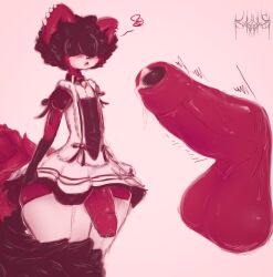 absurd_res ailurid anthro balls big_balls big_penis bodily_fluids close-up clothed clothing cum emn_(sagaris-uwu) femboy foreskin genital_fluids genitals girly hair hair_over_eye hi_res huge_balls huge_cock huge_tail legwear maid_uniform male male_only mammal one_eye_obstructed partially_clothed penis precum red_panda sagaris_uwu sagaris_uwu_(artist) solo solo_focus thick_thighs thigh_highs uniform vein veiny_penis wide_hips