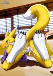 anthro anus ass bbmbbf blush cum cum_in_pussy cum_in_pussy cum_inside digihentai digimon digiphilia female furry male male/female open_mouth palcomix penis pussy renamon tongue