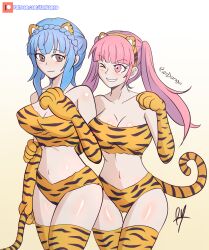 2girls breasts female female_only fire_emblem fire_emblem:_three_houses hilda_valentine_goneril large_breasts marianne_von_edmund medium_breasts multiple_girls nintendo raydango tiger_girl tiger_print year_of_the_tiger yuri