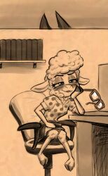 2021 anthro blush book bovid caprine clothed clothed_masturbation clothing dawn_bellwether desk disney eyewear female fingering_self furniture glasses half-closed_eyes mammal masturbation monochrome narrowed_eyes office panties panties_down partially_clothed sheep shelf sitting skirt solo soulcentinel table underwear underwear_down zootopia zootropolis