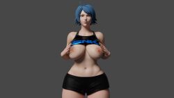 1girls 3d big_breasts blue_hair breasts curvy elisabeth_blanctorche female female_only fighting_game king_of_fighters king_of_fighters_xv large_breasts lightingzonex nipples snk solo solo_female thick_thighs