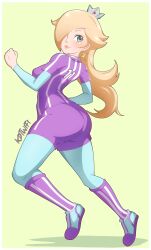 ass blonde_hair blue_eyes clothed clothing kdtwifi lipstick mario_(series) mario_strikers nintendo princess_rosalina sideboob tagme