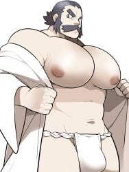 balls bara big_pecs bulge flaccid fundoshi gay kamado_(pokemon) male male_only muscles muscular penis pokemon pokemon_legends:_arceus solo solo_male takezamurai