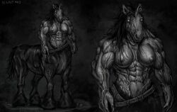 1girls areolae beastman beastman_(warhammer) black_and_white breasts centaur chaos_(warhammer) claws demon equid_taur female female_only greyscale half-human horror horse monochrome muscular muscular_female nude piercing solo solo_female strong sweat taur unicorn_taur veins warhammer_(franchise) warhammer_fantasy