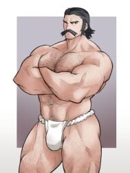 1boy arms_crossed balls bara big_muscles black_hair body_hair bulge chest_hair dilf facial_hair flaccid fundoshi fundoshi_only gay hairy hairy_arms hairy_chest hairy_male hairy_thighs human human_only kamado_(pokemon) loboke male male_only manly mature mature_male moustache muscles muscular muscular_male muscular_thighs mustache penis pokemon pokemon_legends:_arceus pubic_hair solo solo_focus solo_male standing underwear underwear_only white_fundoshi white_underwear