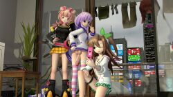 1futa 2girls city compa flip_phone futanari garry's_mod if_(neptunia) nepgear neptunia_(series) purple_hair selfie tomori_(artist) v_sign wink