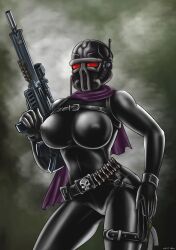 1girls assassin big_breasts black_bodysuit bodysuit breasts face_mask female female_focus female_only fully_clothed gun hourglass_figure imperium_of_man large_breasts lasgun mask masked_female nipple_bulge nipples_visible_through_clothing officio_assassinorum red_eyes sidneydesenhus solo solo_female tight_clothing vindicare_assassin warhammer_(franchise) warhammer_40k