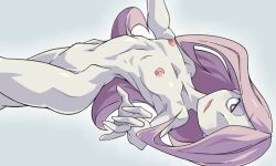 1girls ass breasts female female_only little_witch_academia long_hair naked nipples one_eye_covered open_mouth pink_hair red_eyes ribs skinny solo solo_female studio_trigger sucy_manbavaran thighs uranoyoru