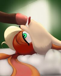 anthro blonde_hair bodily_fluids cum cum_in_mouth cum_inside disembodied_penis duo fellatio female genital_fluids genitals green_eyes hair humanoid_genitalia humanoid_penis lagomorph leporid lola_bunny looney_tunes lying male male/female mammal on_back oral penile penis rabbit sex side_view tongue tongue_out warner_brothers zulzul