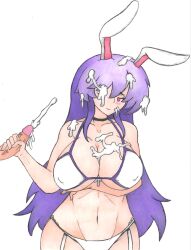 1boy 1girls big_breasts bra breasts bunny_ears cum cum_on_breasts cum_on_face cum_on_hair cumshot female long_hair megamoo panties penis purple_hair red_eyes reisen_udongein_inaba touhou