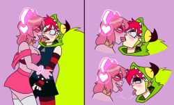 2girls after_kiss cartoon_network demencia_(villainous) female_only green_hair kissing lewdthealess miss_heed_(villainous) pink_hair red_hair saliva saliva_string saliva_trail tongue tongue_kiss tongue_out villainous yuri