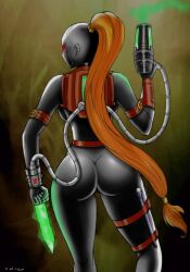 1girls ass ass_focus assassin big_ass big_breasts black_bodysuit bodysuit braided_hair breasts callidus_assassin face_mask female female_focus female_only fully_clothed hourglass_figure imperium_of_man large_breasts looking_at_viewer mask masked_female officio_assassinorum orange_hair red_eyes sidneydesenhus solo solo_female tight_clothing toned_female warhammer_(franchise) warhammer_40k