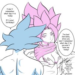 caulifla comic dragon_ball dragon_ball_super female_saiyan goku mini_comic saiyan son_goku universe_6/universe_7 universe_6_saiyan/universe_7_saiyan yhusanmi